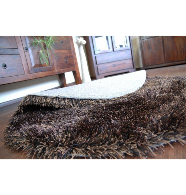 Koberec Love shaggy černý/braz 120 cm kruh