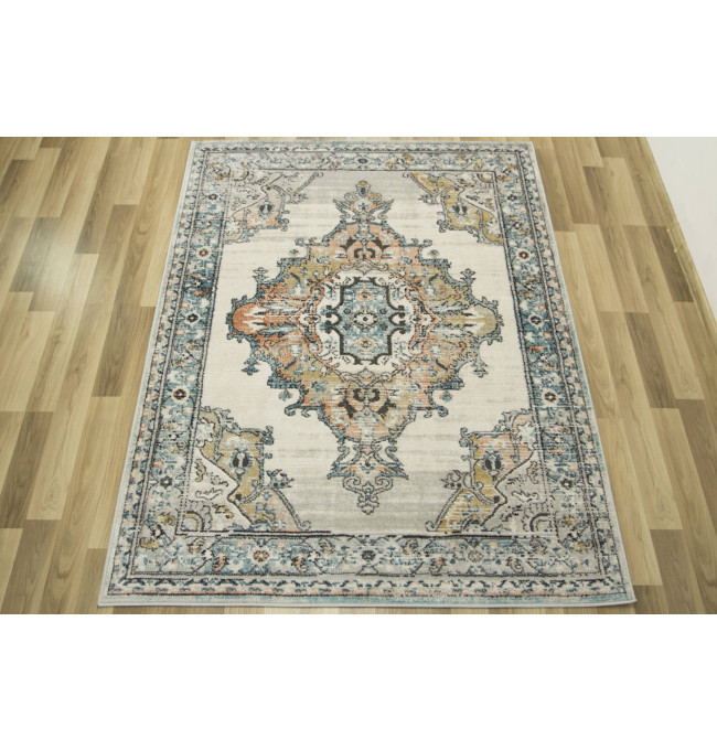 Koberec Lucca 8604B krémový / tyrkysový / lososový