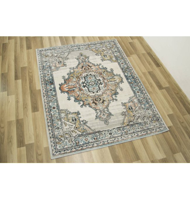 Koberec Lucca 8604B krémový / tyrkysový / lososový