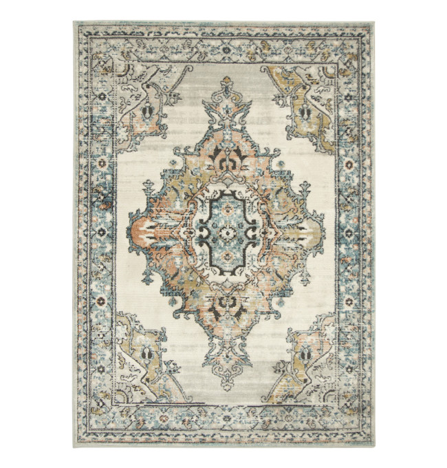 Koberec Lucca 8604B krémový / tyrkysový / lososový