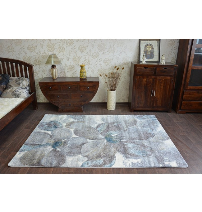 Koberec NORDIC květiny šedý/braz FD291