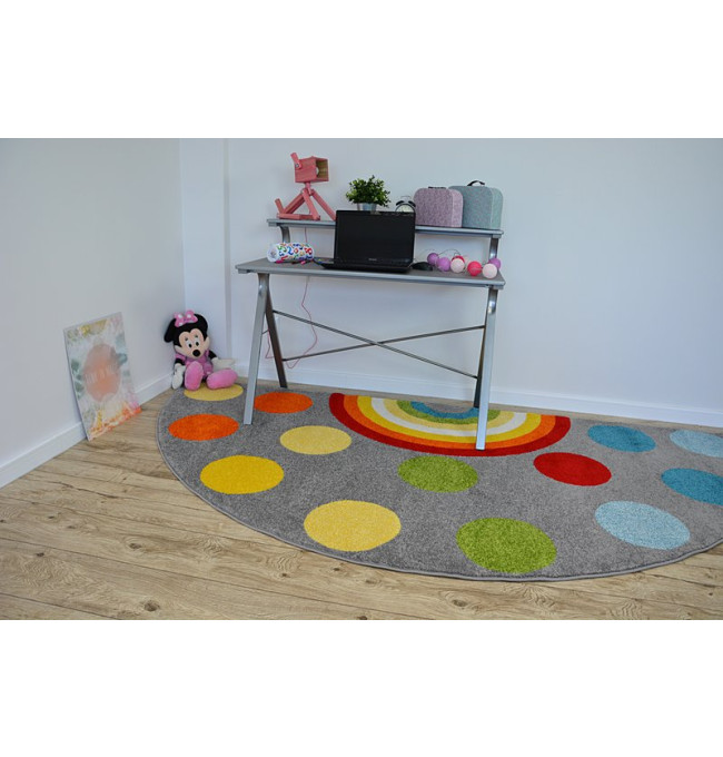 Koberec PAINT půlkruh G4779 - Tečky šedý / krém