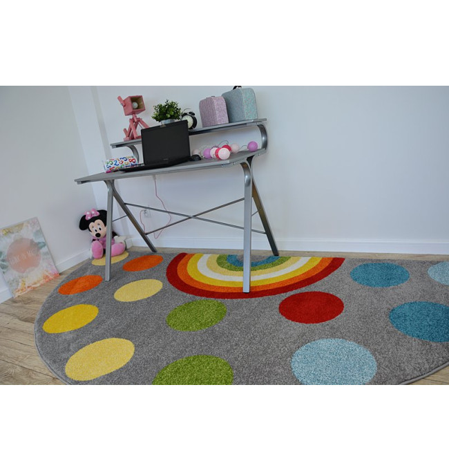 Koberec PAINT půlkruh G4779 - Tečky šedý / krém