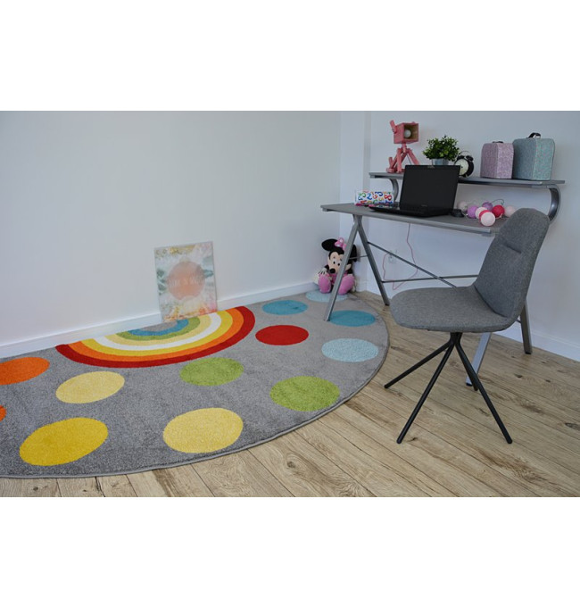 Koberec PAINT půlkruh G4779 - Tečky šedý / krém