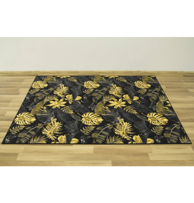 Koberec Palmové Listí černý / zlatý