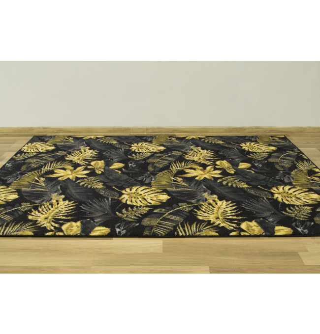 Koberec Palmové Listí černý / zlatý