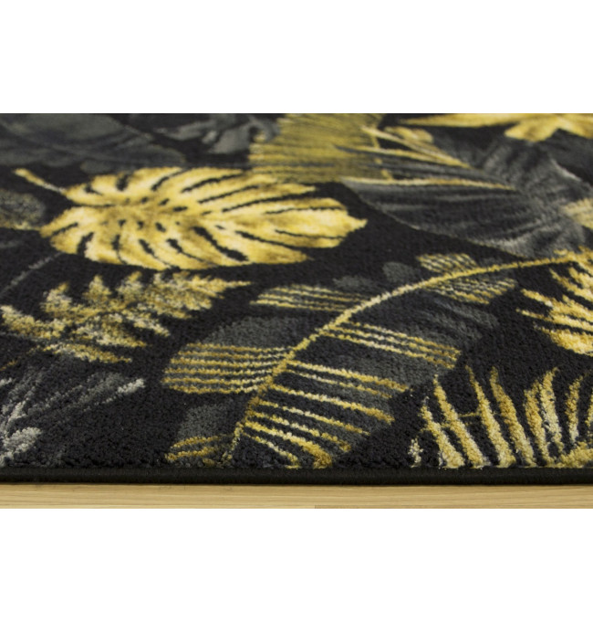 Koberec Palmové Listí černý / zlatý