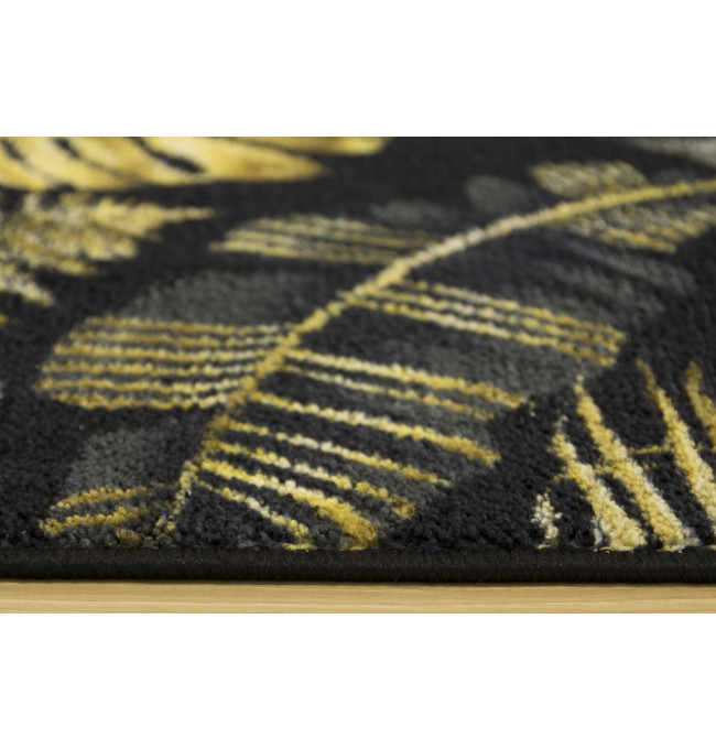 Koberec Palmové Listí černý / zlatý