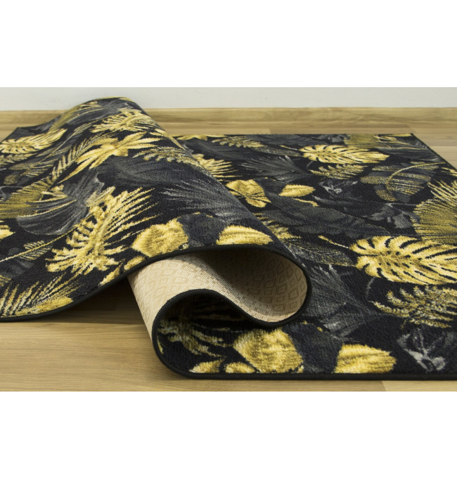 Koberec Palmové Listí černý / zlatý