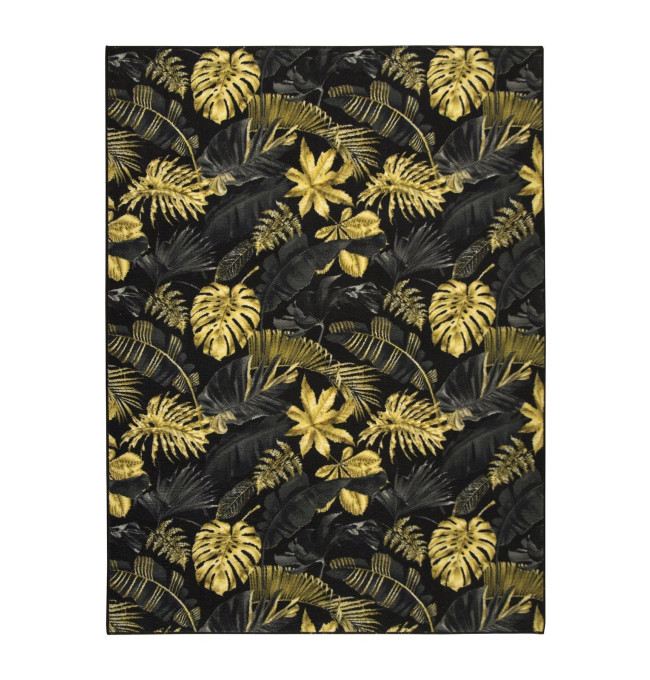 Koberec Palmové Listí černý / zlatý