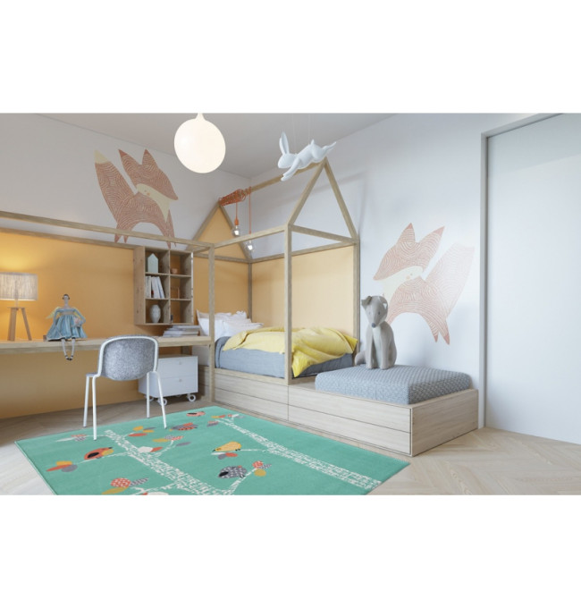 Koberec PASTEL 18405/043 - Ptáčci zelený