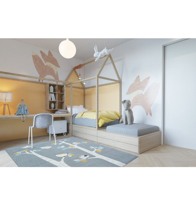 Koberec PASTEL 18405/072 -Ptáčci šedý