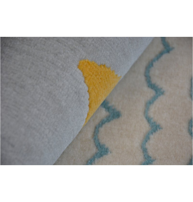 Koberec PASTEL 18409/652 - Obláček-Srdíčka-Ptáček šedý / krém / tyrkys