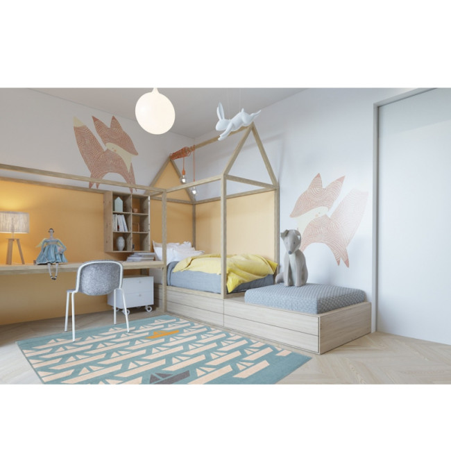 Koberec PASTEL 18411/032 - Lodičky tyrkys / krém / šedý / zlatý