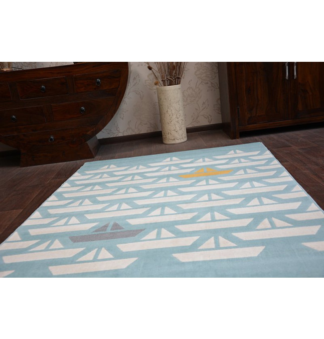 Koberec PASTEL 18411/032 - Lodičky tyrkys / krém / šedý / zlatý