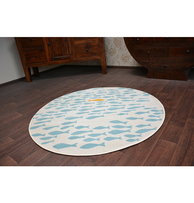 Koberec PASTEL kruh 18416/062 - Rybky Ryby krém/tyrkys/zlatý