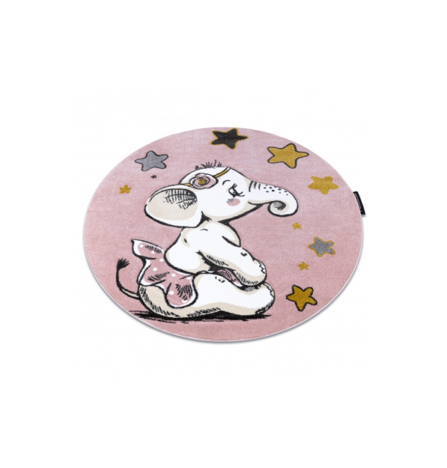 Koberec PETIT ELEPHANT Slůně HVĚZDY kruh růžový