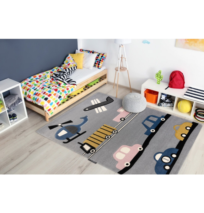 Koberec PETIT TOYS HRAČKY AUTA šedý