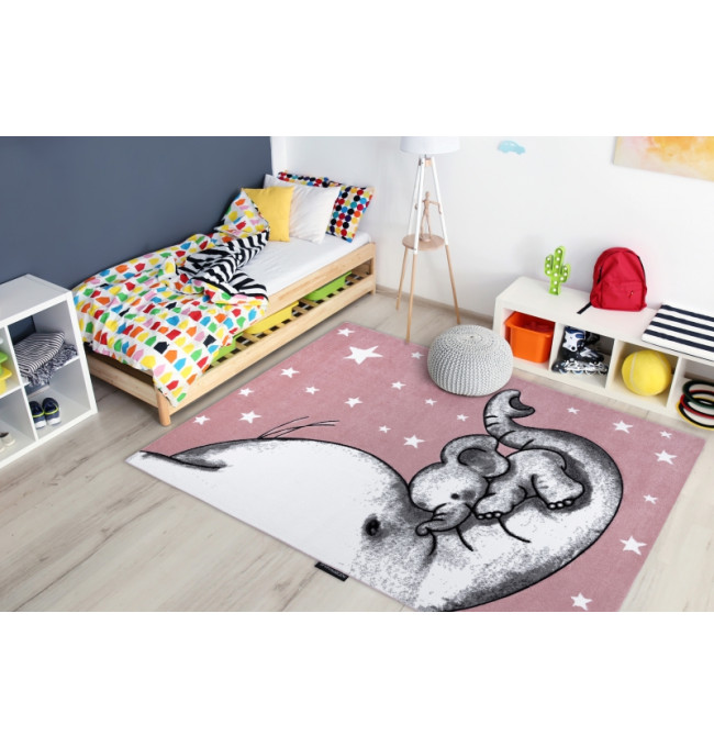 Koberec PETIT TRUMPET TRÚBA SLONÍ SLONÍK HVĚZDY růžový