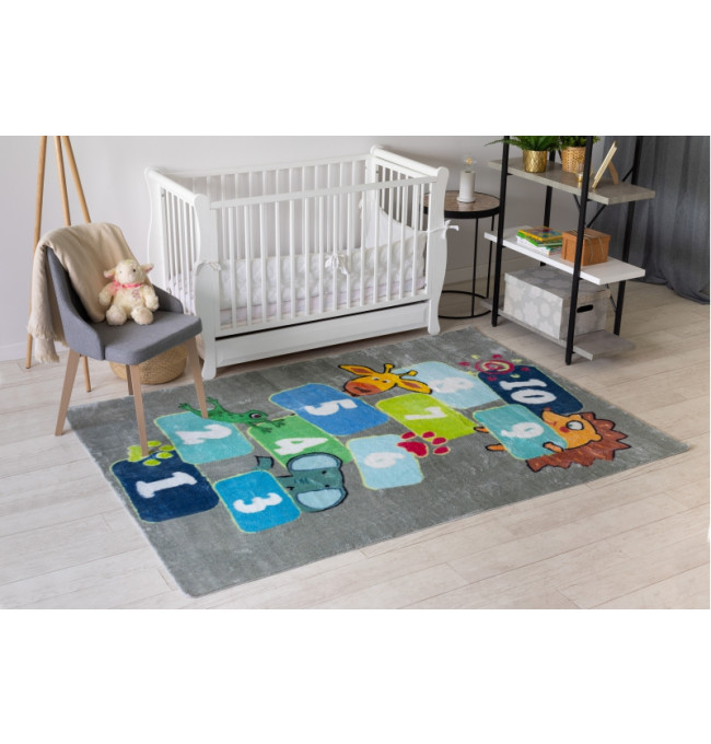 Koberec PLAY Klasy čísla zvířátka G3554-4 šedý