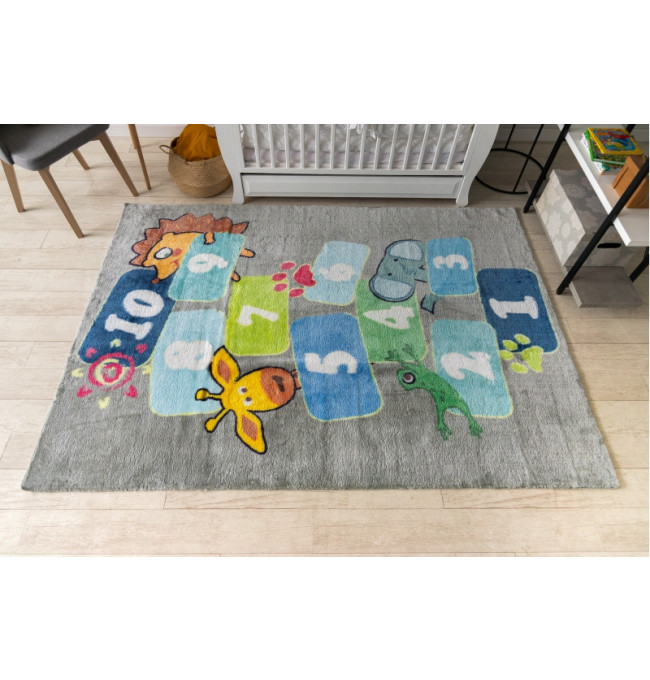 Koberec PLAY Klasy čísla zvířátka G3554-4 šedý