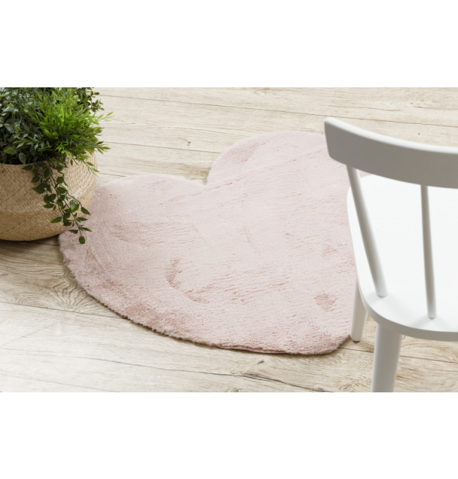 Koberec protiskluzový SHAPE 3105 Srdce Shaggy - špinavě růžový plyš