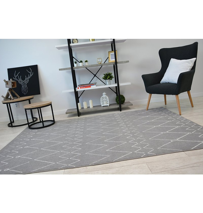 Koberec SENSE Micro 81249 ETNO Cik Cak stříbrný/bílý