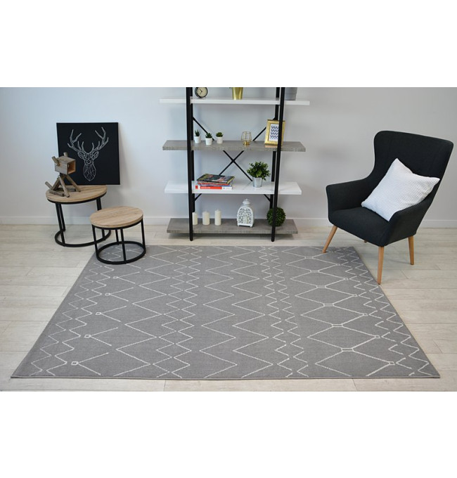 Koberec SENSE Micro 81249 ETNO Cik Cak stříbrný/bílý