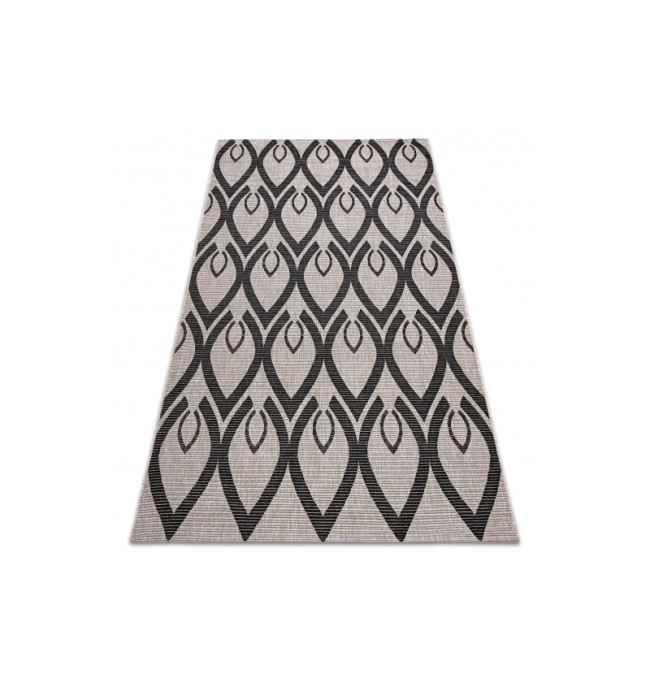 Koberec SIZAL FLOORLUX 20441 LISTÍ béž / černý