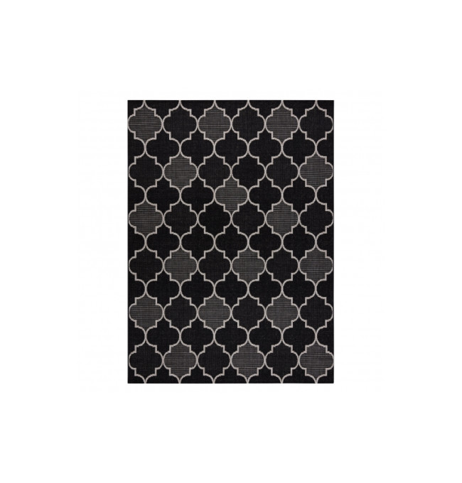 Koberec SIZAL FLOORLUX 20607 marokánský, Trellis - černý, stříbrný
