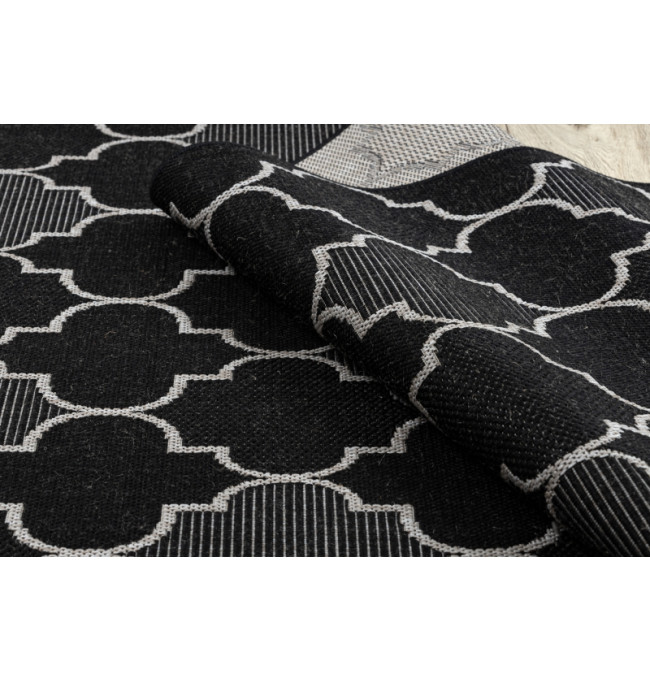 Koberec SIZAL FLOORLUX 20607 marokánský, Trellis - černý, stříbrný