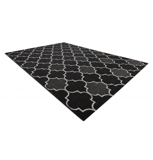 Koberec SIZAL FLOORLUX 20607 marokánský, Trellis - černý, stříbrný