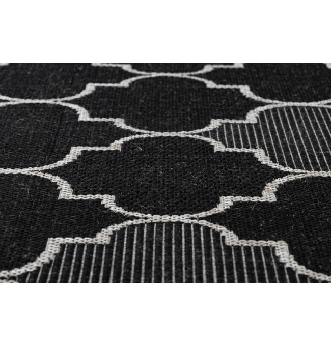 Koberec SIZAL FLOORLUX 20607 marokánský, Trellis - černý, stříbrný