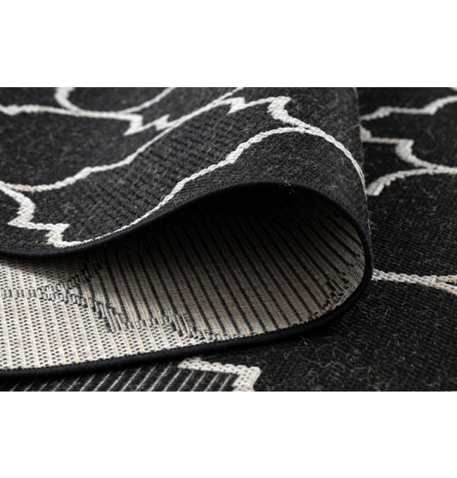 Koberec SIZAL FLOORLUX 20607 marokánský, Trellis - černý, stříbrný