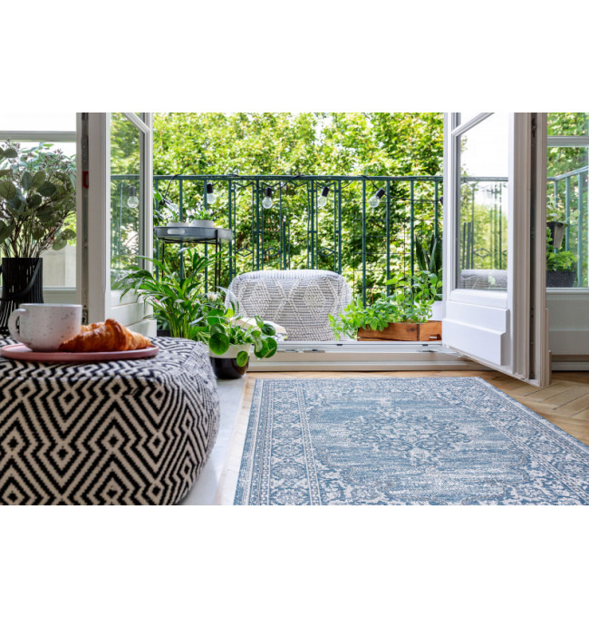 Koberec SIZAL LOFT 21213 Ornament modrý/stříbrný/sloní kost