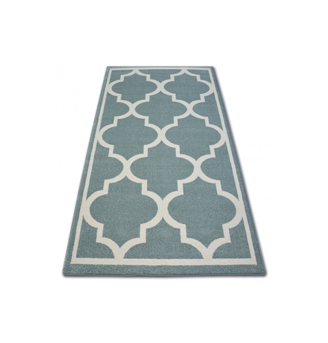 Koberec Sketch F730 tyrkysově / krémový trellis