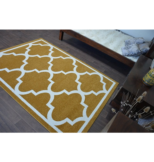 Koberec Sketch F730 zlato / krémový trellis