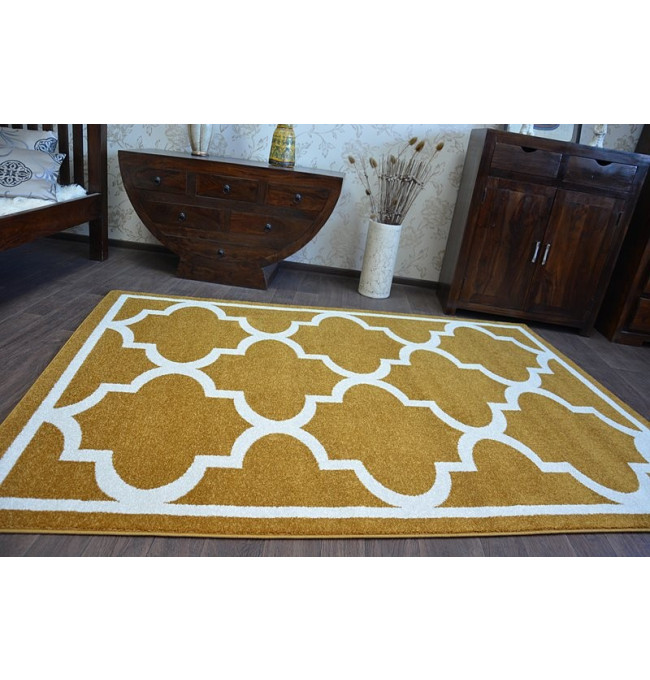 Koberec Sketch F730 zlato / krémový trellis