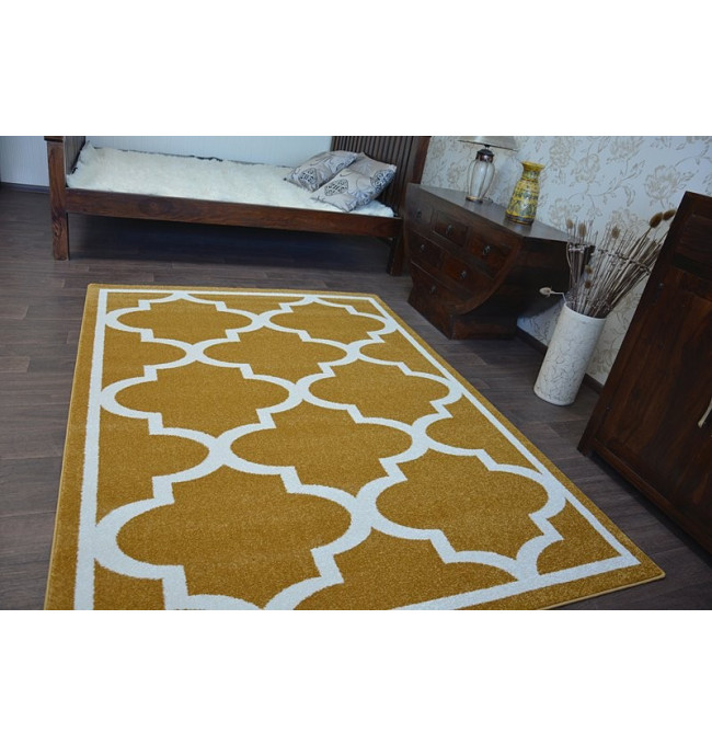 Koberec Sketch F730 zlato / krémový trellis