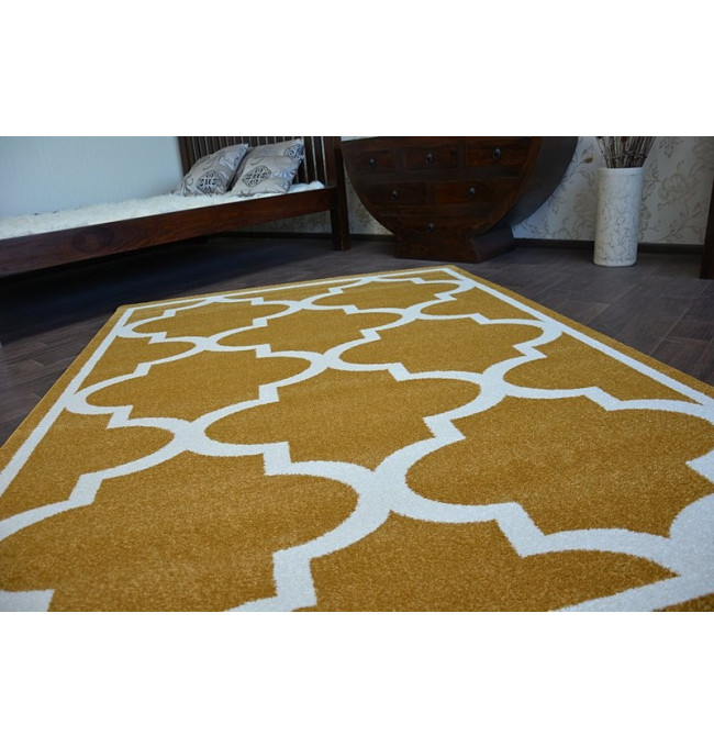 Koberec Sketch F730 zlato / krémový trellis