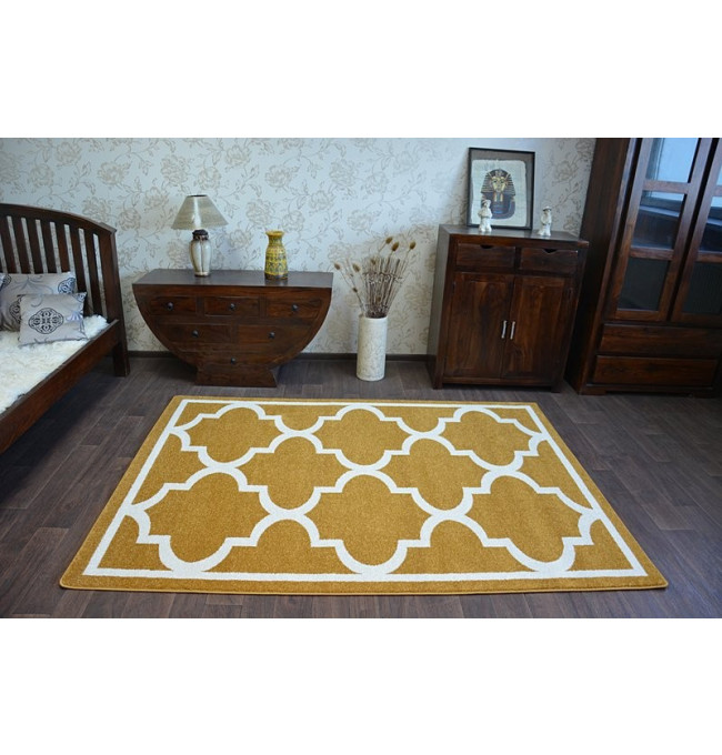 Koberec Sketch F730 zlato / krémový trellis