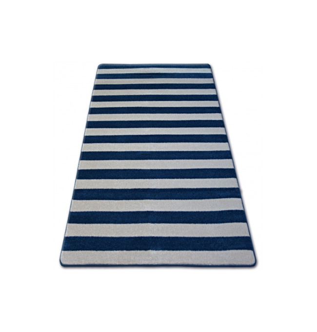 Koberec SKETCH F758 Modro / Bílý pásy