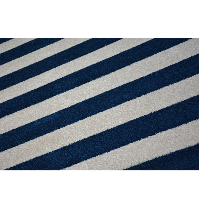 Koberec SKETCH F758 Modro / Bílý pásy