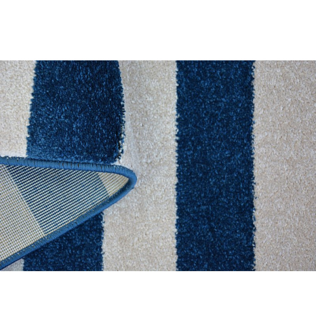 Koberec SKETCH F758 Modro / Bílý pásy