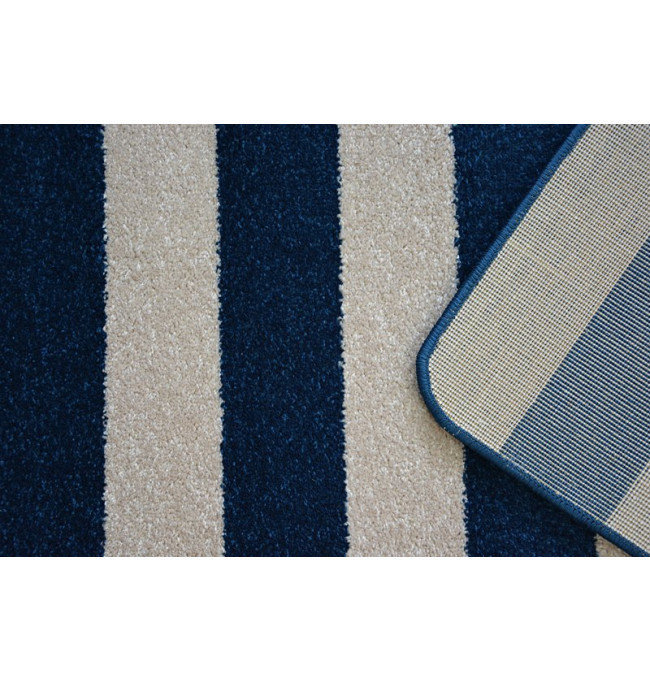 Koberec SKETCH F758 Modro / Bílý pásy