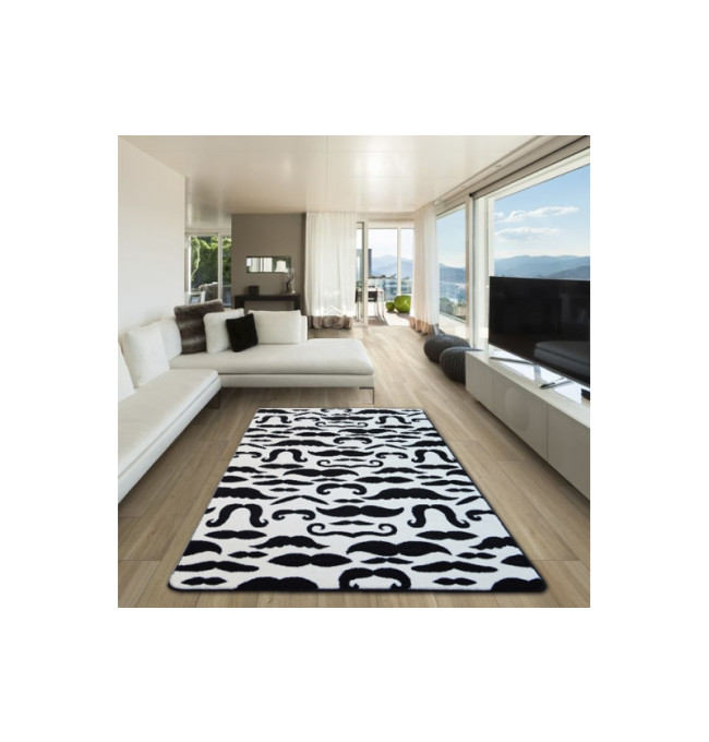 Koberec SKETCH - FA67 krém / černý - vousy