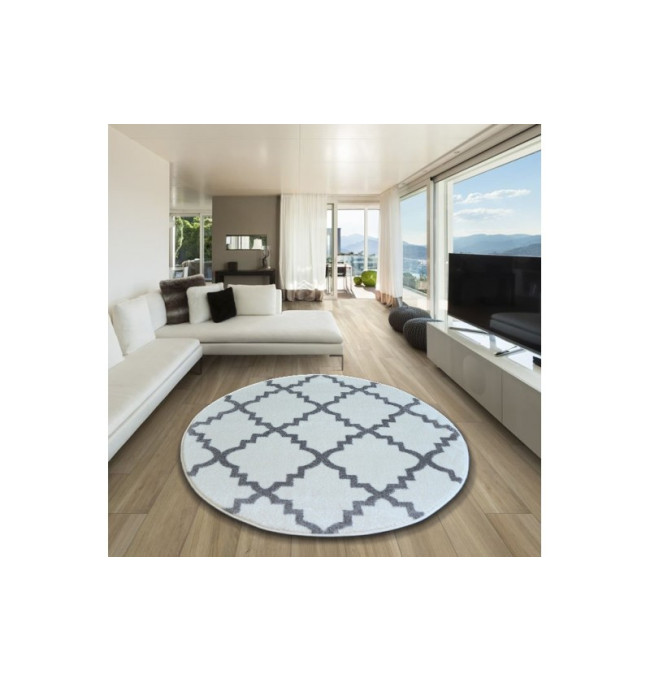 Koberec SKETCH kruh F343 bílo / šedý