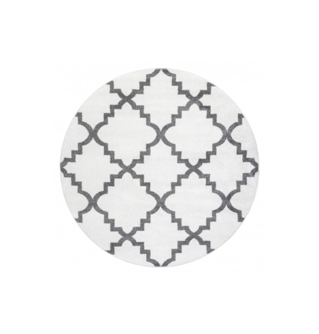 Koberec SKETCH kruh - F343 krém / šedý koniczyna marokánský trellis