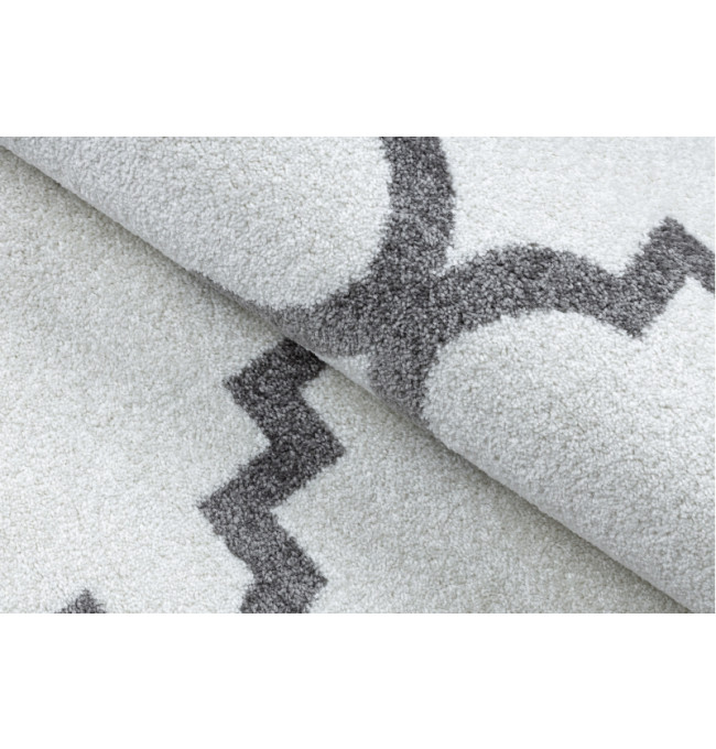 Koberec SKETCH kruh - F343 krém / šedý koniczyna marokánský trellis