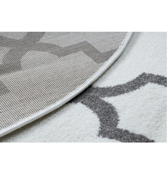 Koberec SKETCH kruh - F343 krém / šedý koniczyna marokánský trellis